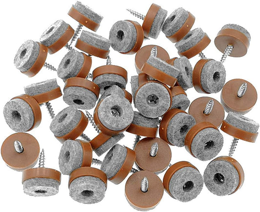 ALIMITOPIA 40pcs Screw-on Furniture Felt Pad Chair Glide Slider Hardwood Floor Protector for Wooden Leg Feet of Chair Table Furniture(Φ24mm or 0.95";Brown)