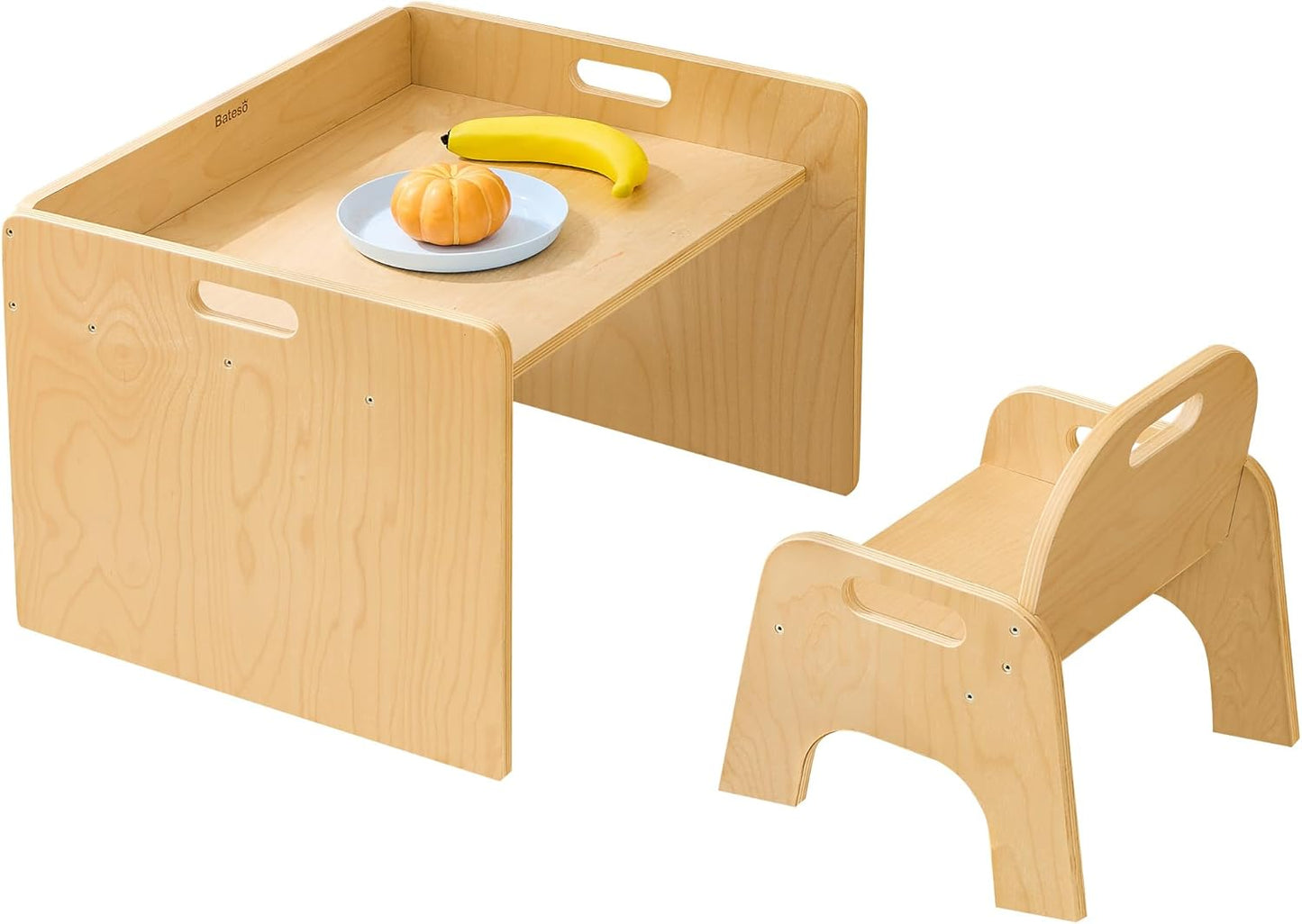 Montessori Weaning Table and Chair Set for Toddler 1-3, Wooden Baby Table and Chair Set for Eating, Laerning & Playing, Montessori Kids Furniture for Home or Preschool