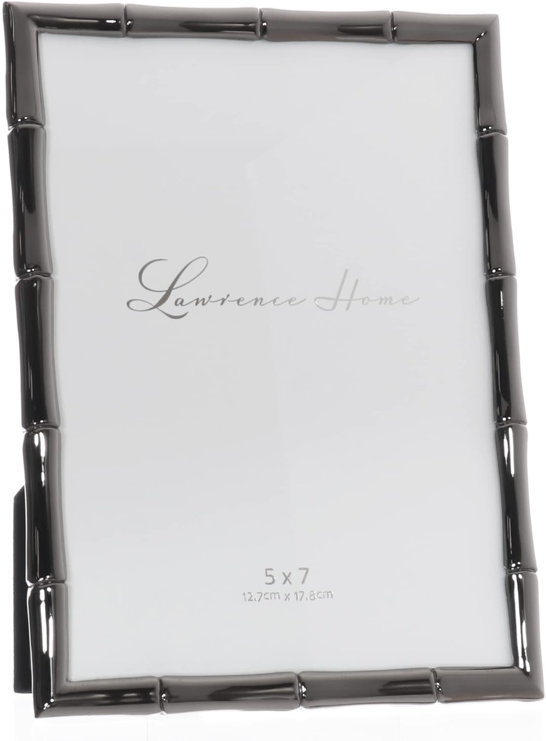 Lawrence Frames 5x7 Black Polished Metal Picture Frame with Bamboo Design
