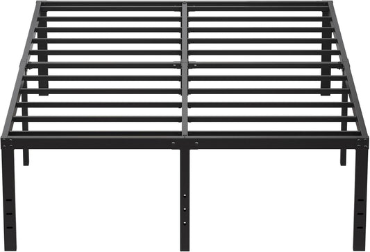 EMODA 20 Inch Tall Full Size Bed Frame with Large Storage Space, Easy Assembly Heavy Duty Metal Platform No Box Spring Needed, Noise Free, Black