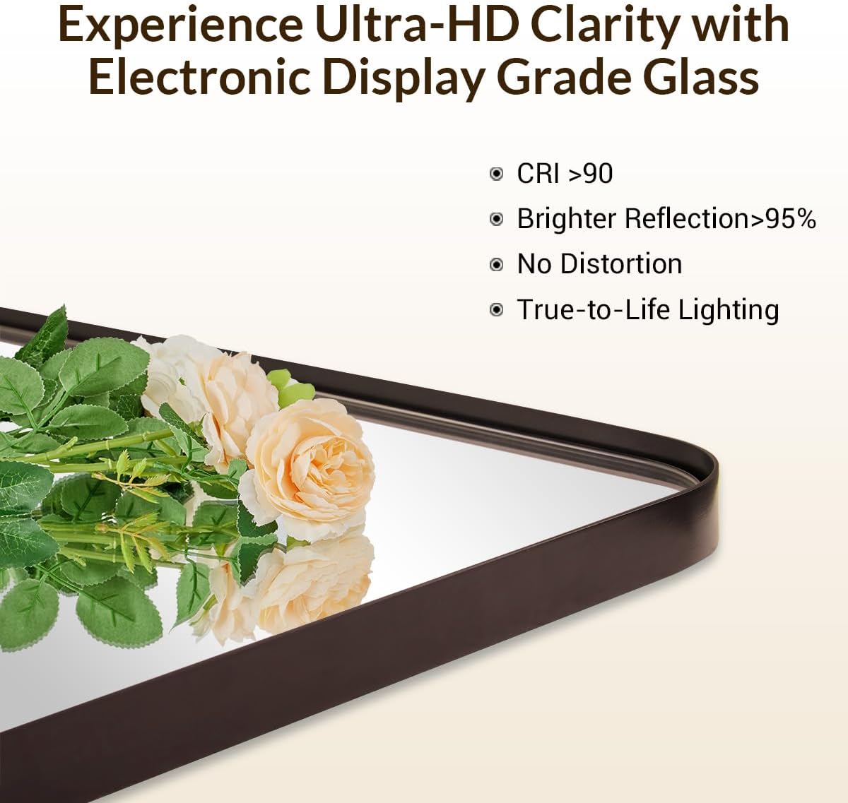 ANDY STAR Bronze Bathroom Mirror for Wall, 24X40” Bronze Wall Mirror for Vanity, Rounded Rectangle Mirror, Oil Rubbed Bronze Metal Modern Stainless Steel Frame, Hang Vertically or Horizontally