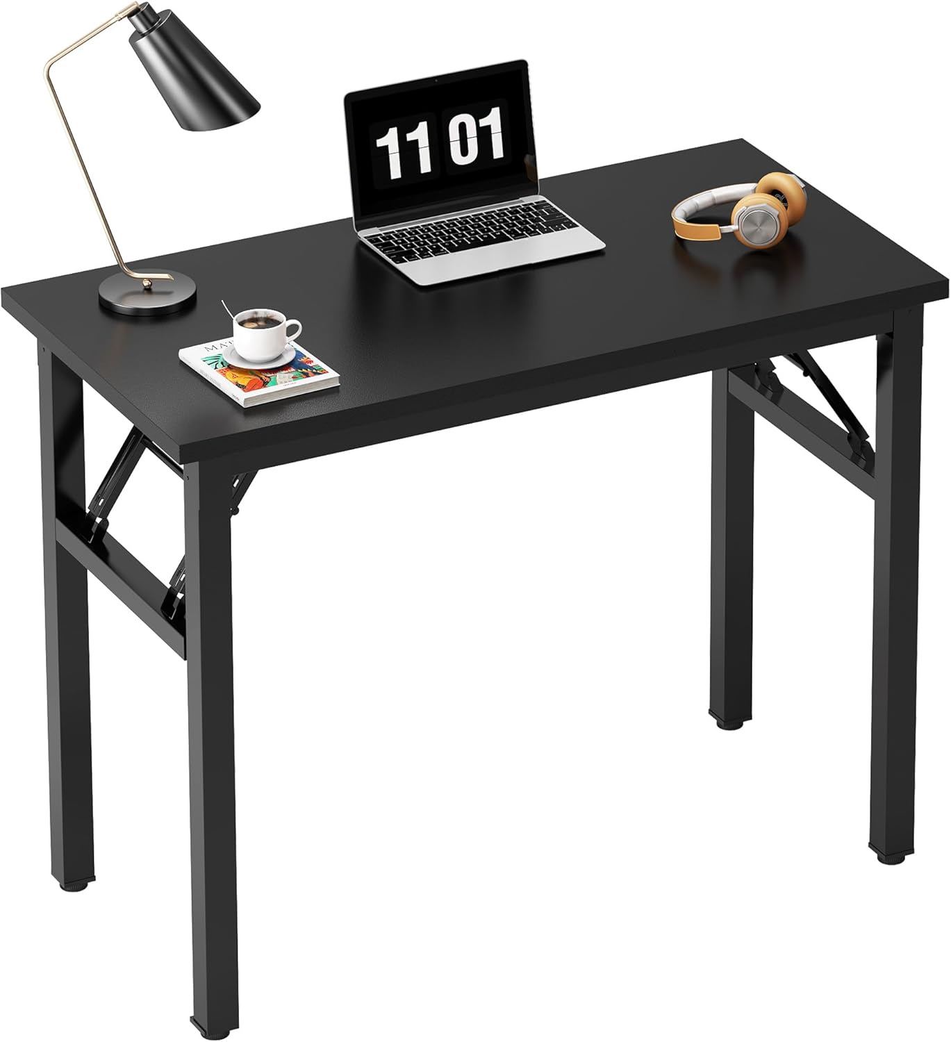 Need Folding Computer Desk - 31.5 Inch Foldable Office Writing Work Study Kids Student Teacher Home Bedroom Table for Small Space, Black