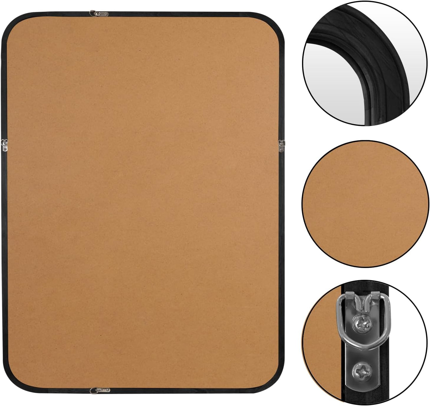 WallBeyond Black Bathroom Mirror for Wall 30x40 Inch Wooden Frame Rectangle Mirror for Farmhouse Bathroom Vanity Wall Mounted Decorative Mirror (Horizontal/Vertical Black)