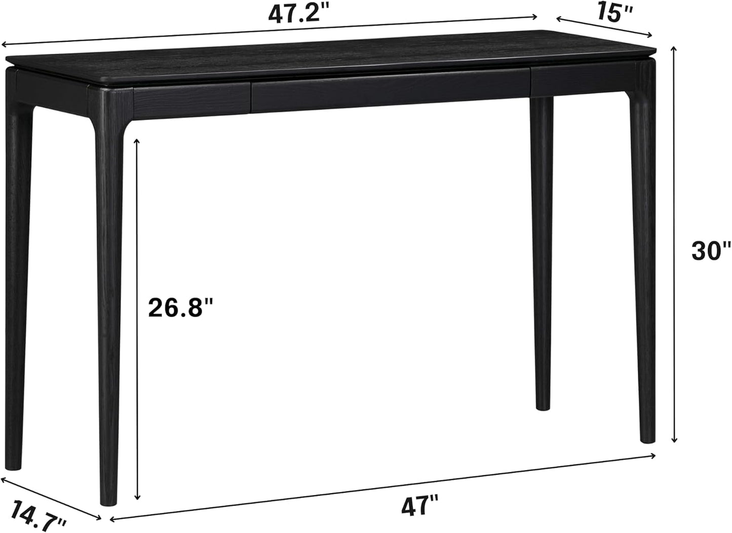 NTC Mingle Modern Wooden Rectangle Console Table with Hidden Drawer – Waterproof & Heat Resistant, Burnt Black
