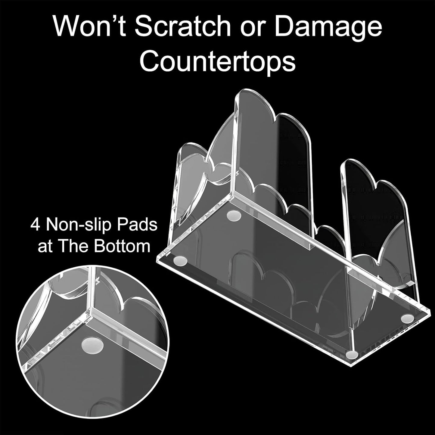 LUGUNU Acrylic Cocktail Napkin Holder-Clear Scalloped Napkin Dispenser for Bar,Bathroom, Kitchen, Dining Room–Stylish Freestanding Guest Towel Napkin Holder for Weddings, Hotels, and Home Decor