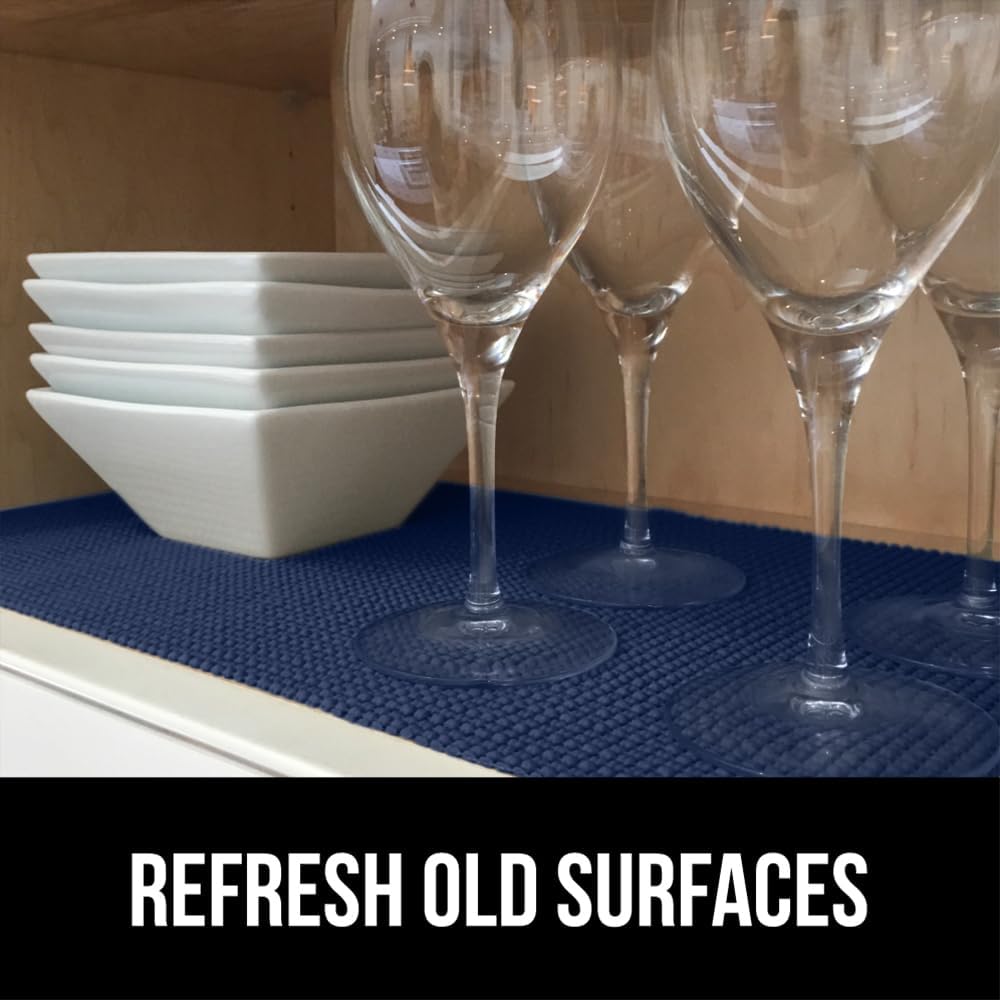 GORILLA GRIP powerGRIP Drawer Shelf and Cabinet Liner, Thick Strong Hold, Non-Adhesive Liners Protect Kitchen Cabinets and Cupboard, Bathroom Drawers, Easy Install, Breathable Mat, 20" x30', Navy Blue
