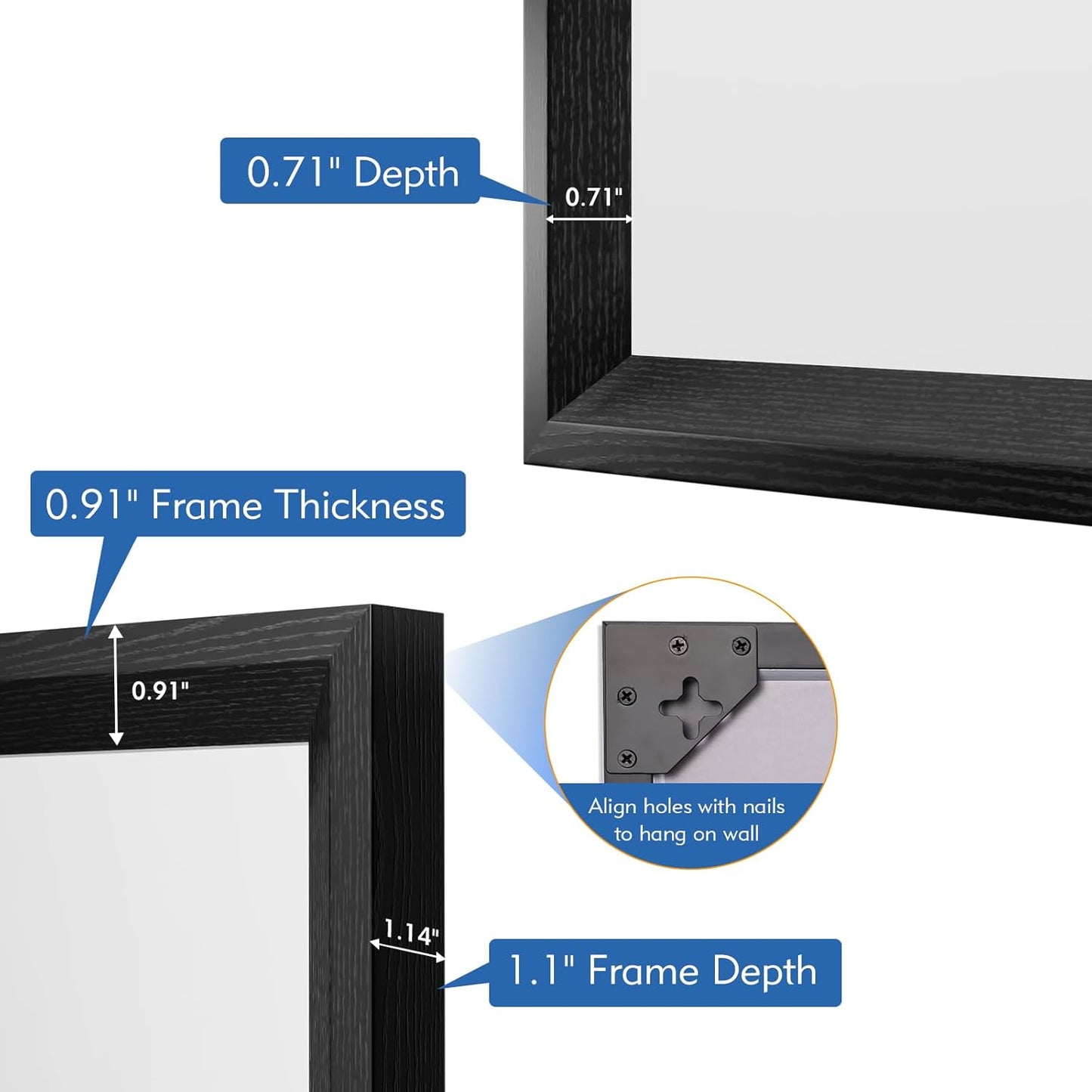 Rectangle Bathroom Mirror 60x36 Inch, Matte Black Framed, 4MM Tempered Glass, Anti-Rust, Wall-Mount Vanity Mirror for Bathroom & Bedroom, Hangs Horizontally or Vertically