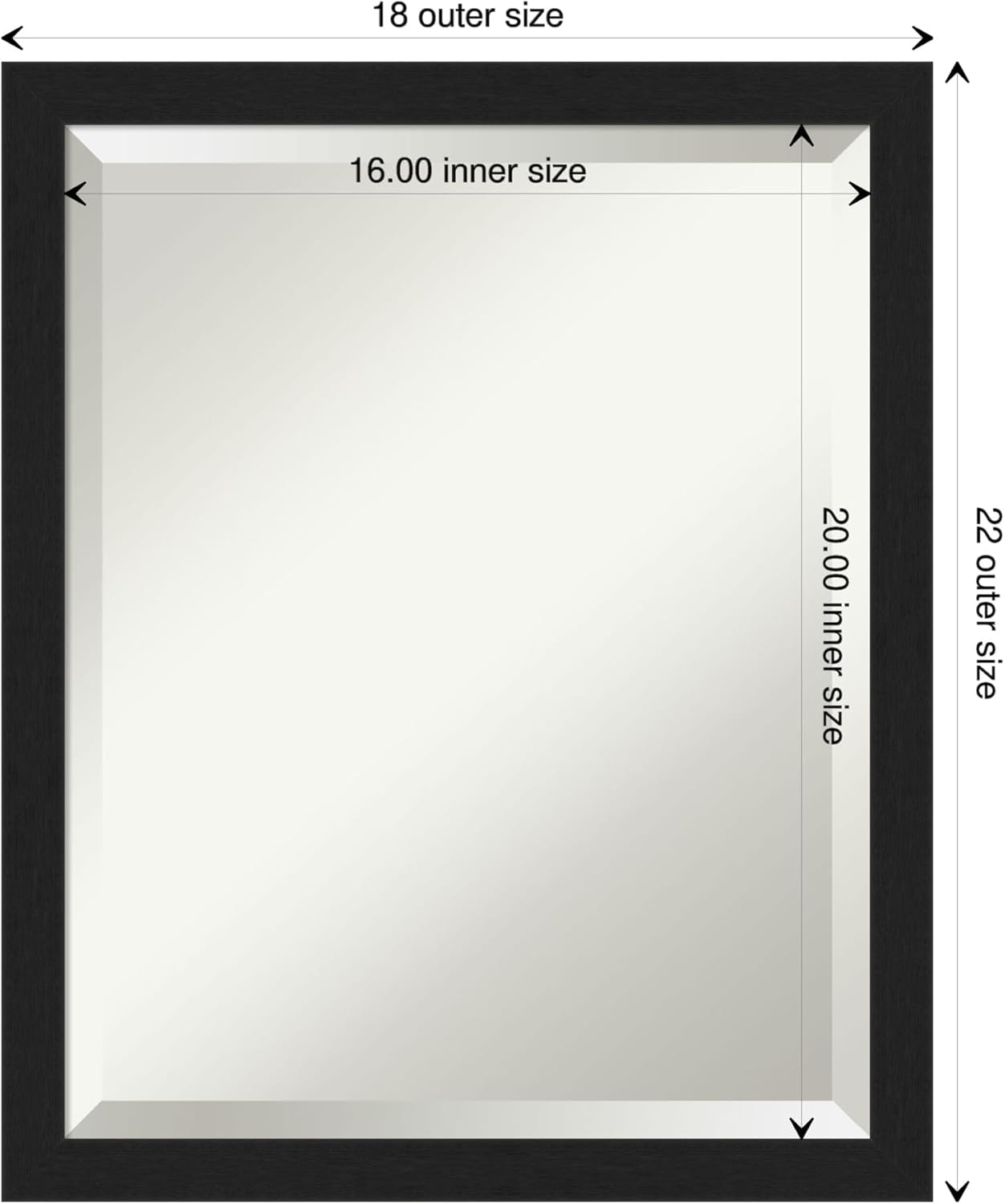 Amanti Art Black Bathroom Mirror for Over Sink, 22x18 Grace Brushed Metallic Black Narrow Rectangle Vanity Mirror, Small Modern Frame, Hangs Horizonally and Vertically, Bathroom Wall Decor