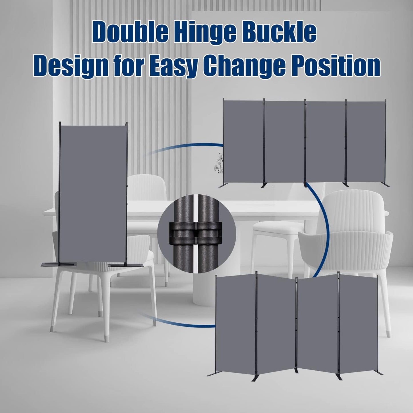 Room Divider 6FT Portable Room Dividers and Folding Privacy Screens, 136'' W Fabric Divider for Room Separation, 4 Panel Partition Room Dividers Freestanding Wall Divider Screen for Dorm Studio Office