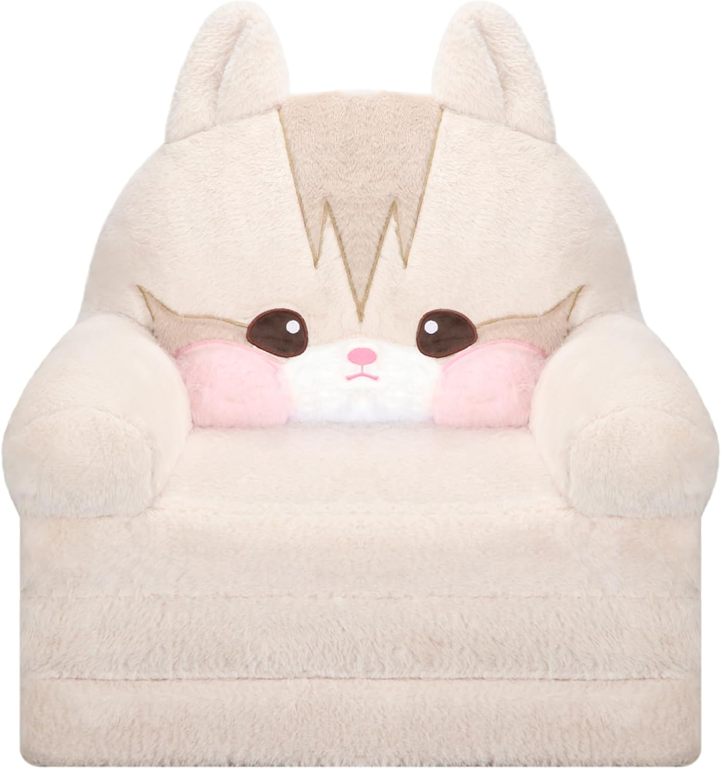 MONKISS Kids Couch, Comfy Toddler Chair, 2 in 1 Fold Out Kids Sofa to Lounger, Baby Sleeper Chair, Toddler Furniture, Birthday Gifts for Boys and Girls, 1~4 Years Old, Cute Cat