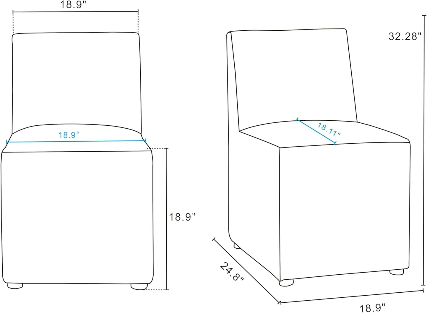Manhattan Comfort Anna Square Modern Dining Chair with Head to Toe Faux Leather Upholstery and Plastic Foot Padding, Luxury Accent Furniture, Set of 1, Pewter