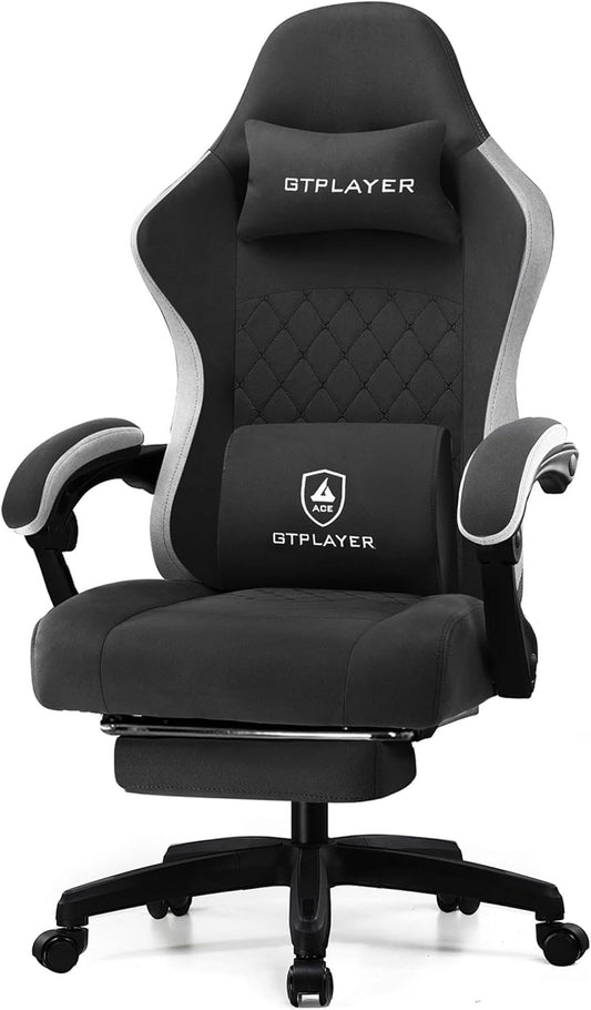 GTPLAYER Gaming Chair, Computer Office Chair with Pocket Spring Cushion, Linkage Armrests and Footrest, High Back Ergonomic Computer Chair with Lumbar Support Task Chair with Footrest