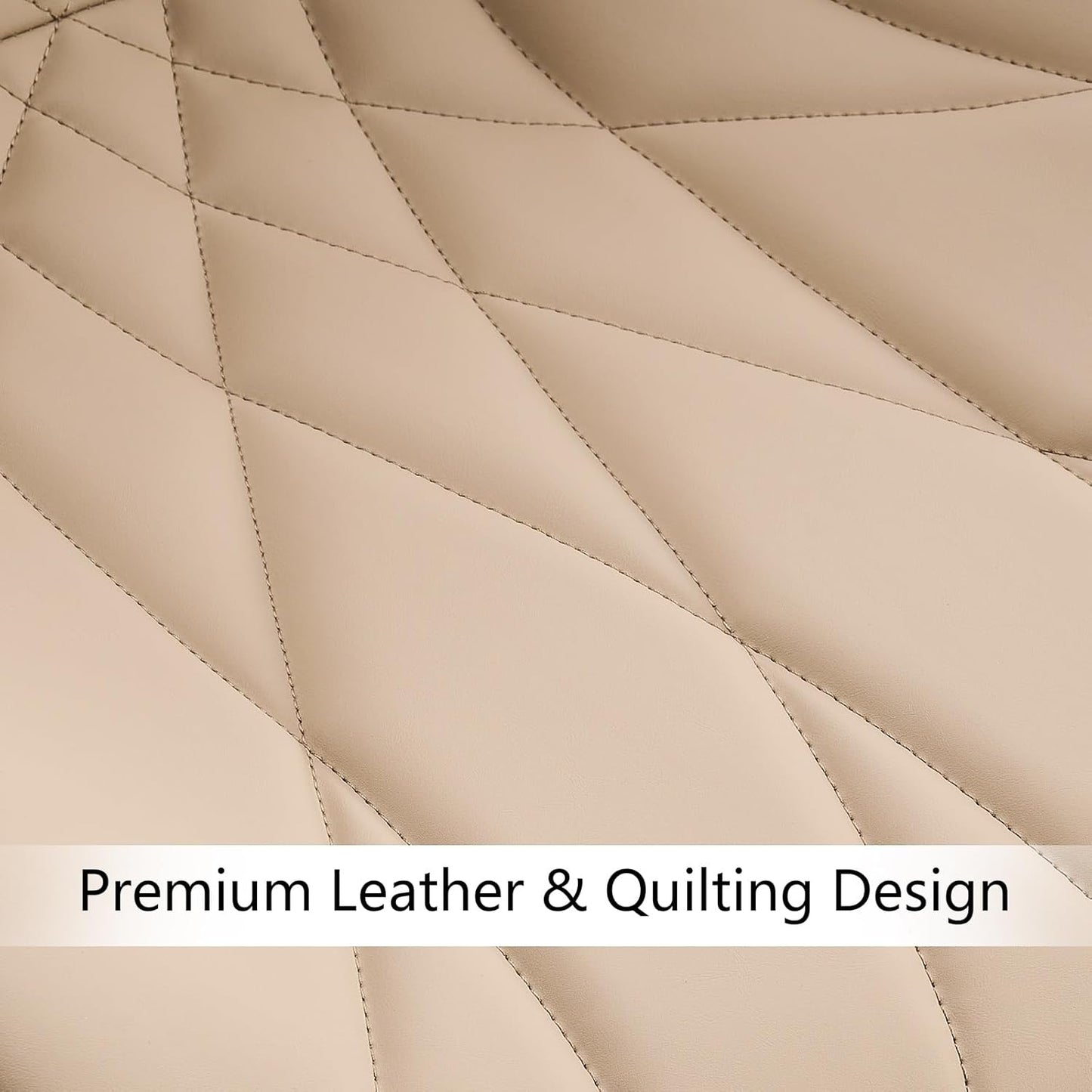 Rowill Dining Chairs Set of 2 - Modern Kitchen Chairs with Soft Backrest, Sturdy Metal Legs & Non-Slip Pads, Suitable for Home Kitchen, Faux Leather Upholstered Seats for Dining Room, Khaki