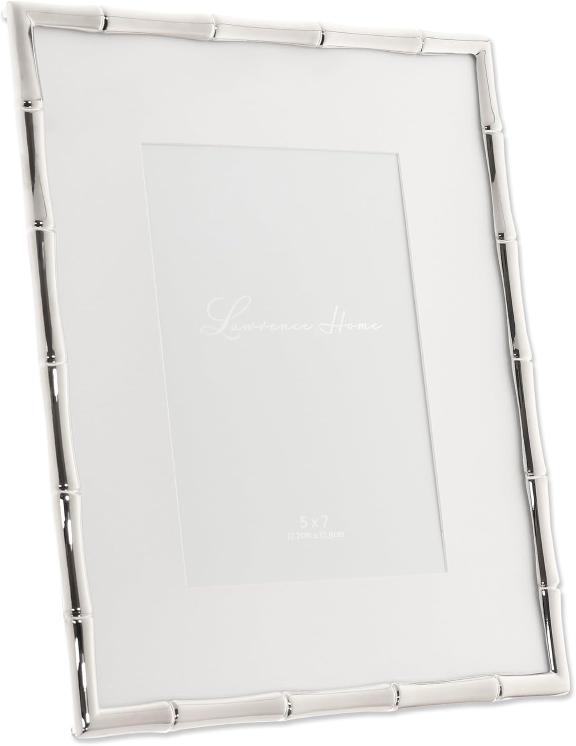 Lawrence Frames Bamboo Design Metal Frame, 8x10, Matted 5x7, Silver