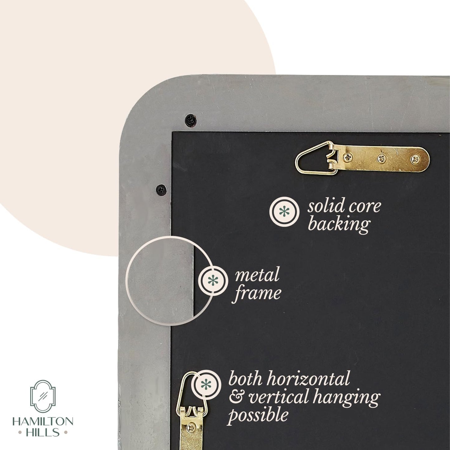 Hamilton Hills 22x30 inch Metal Bronze Frame Mirror for Bathroom | Brushed Rectangular Rounded Corner Vanity | 2" Deep Set Design Large Wall Mirrors Decorative | Hangs Horizontal and Vertical