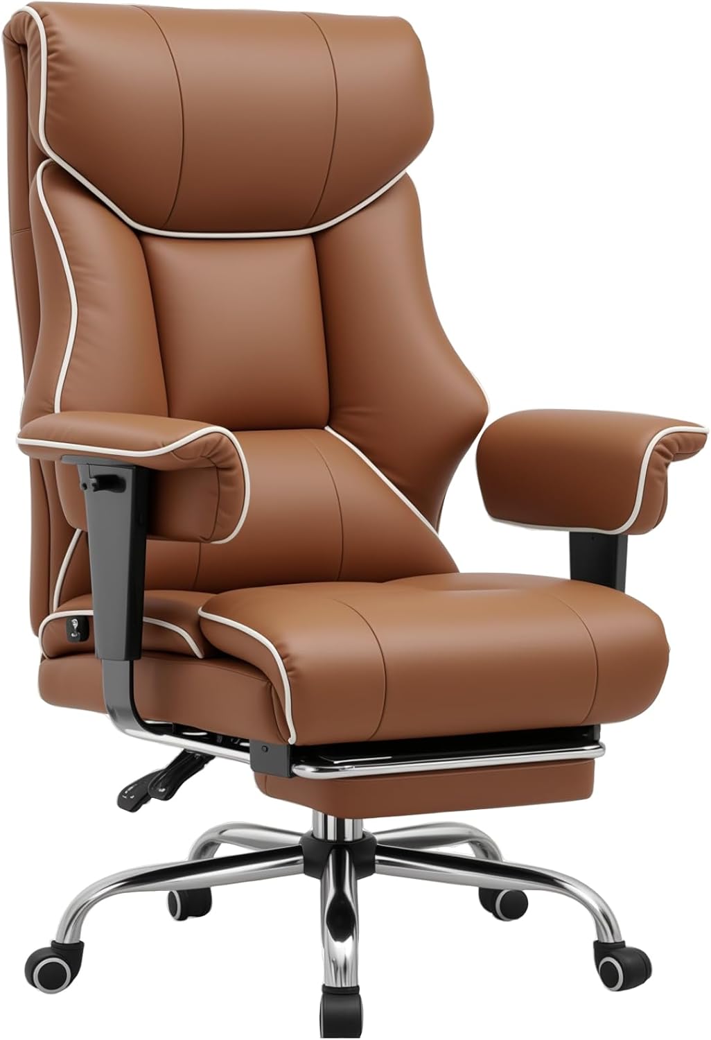 GTRACING Big and Tall Gaming Chair 400lbs Heavy Duty Office Chair with Foot Rest & Ergonomic Pocket Spring Cushion, High Back Lumbar Support for Lower Back Pain Relief, Coffee Brown