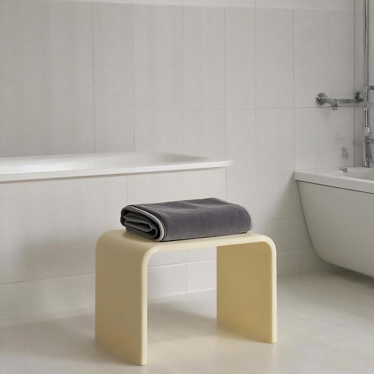 Acrylic Kids' Step Stool – Small Footstool for Bathroom, Kitchen & Bedroom, 12.5”x9.7”x9”, Holds 200lbs, Multi-Use as Toilet Stool, Shower/Water-Resistant Stool, Seating and Placing Items (Off-White)