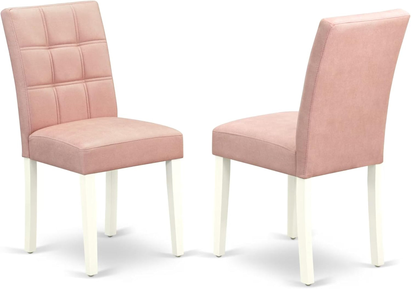 East West Furniture ANAS5-LWH-42 5 Piece Dinner Table Set contain A Dining Table and 4 Beige Red Polyester Fabric Wooden Chairs with Stylish Back- Linen White Finish