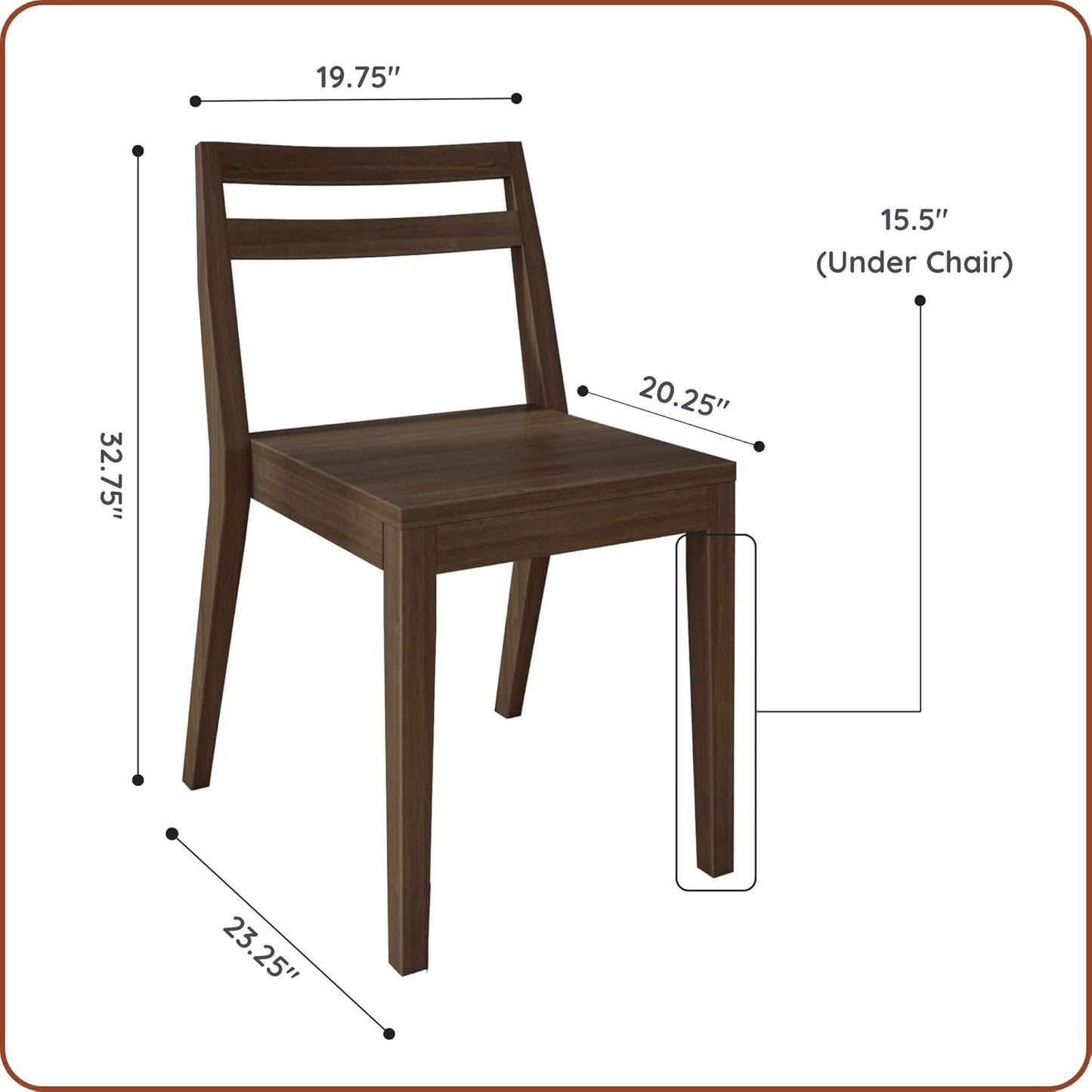 Grain & Grove Davie Dining Room Chairs Set of 4, Solid Wood Modern Kitchen Chair for Living Room, Kitchen, Walnut
