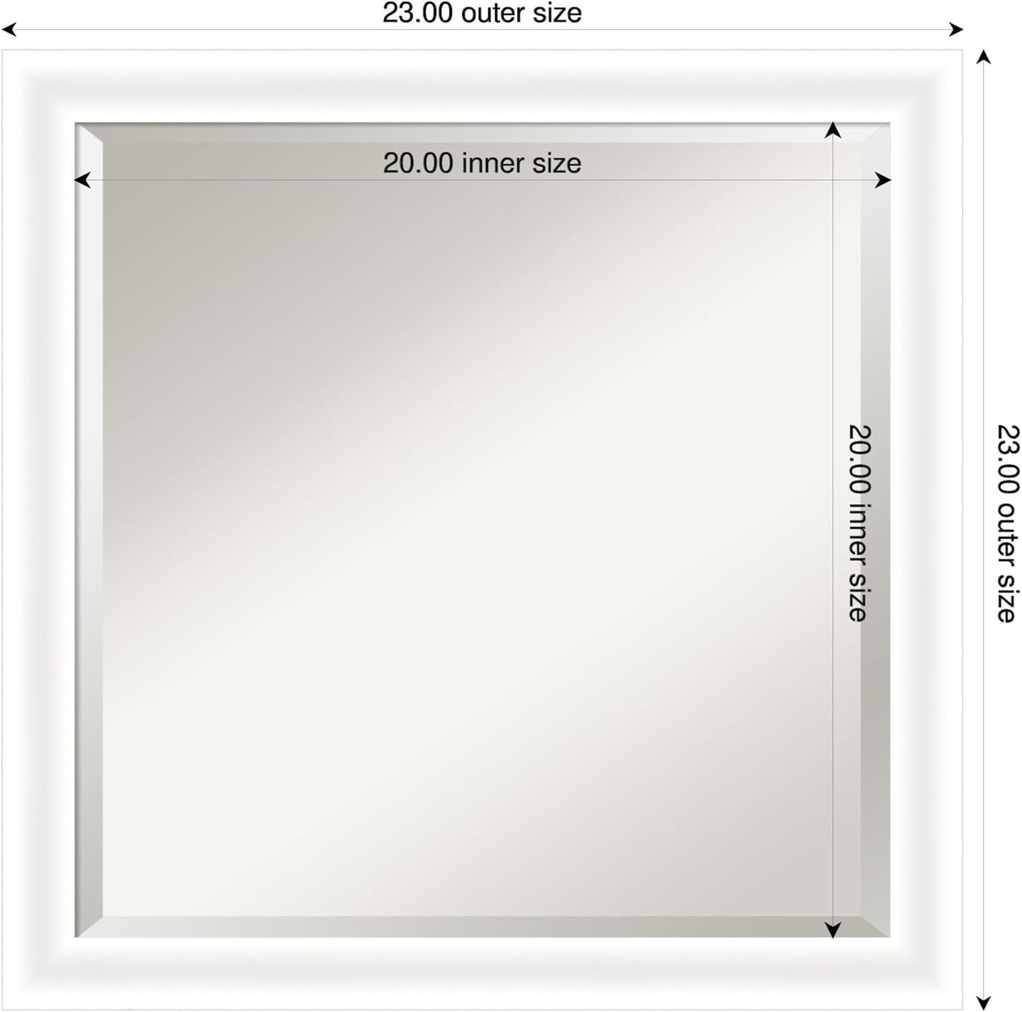 Amanti Art White Bathroom Mirror for Over Sink, 23x23 Oliver White Narrow Square Vanity Mirror, Medium Modern Wood Frame, Hangs Horizonally and Vertically, Bathroom Wall Decor, Beveled Edge