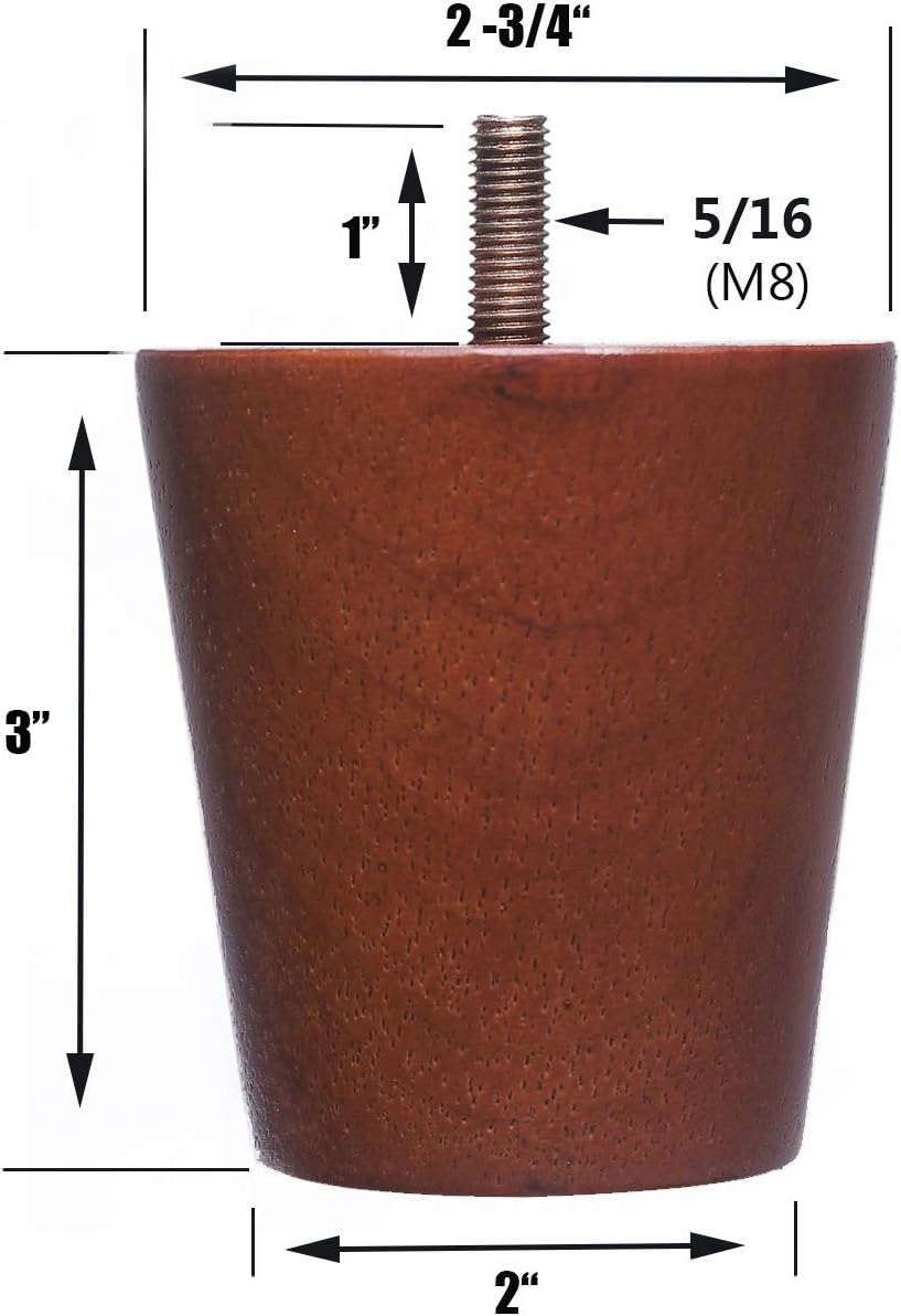 Round Wood Sofa/Couch/Chair/Ottoman Solid Wood Leg Walnut Finish (3 Inches,Set of 4)