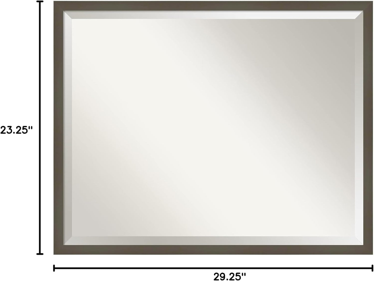 Amanti Art Grey Wall Mirror 23x29 Svelte Clay Grey Rectangle Bathroom Mirror for Wall Decor Living Room, Large Modern Wood Frame, Hangs Horizonally and Vertically, Bathroom Decor, Beveled Edge