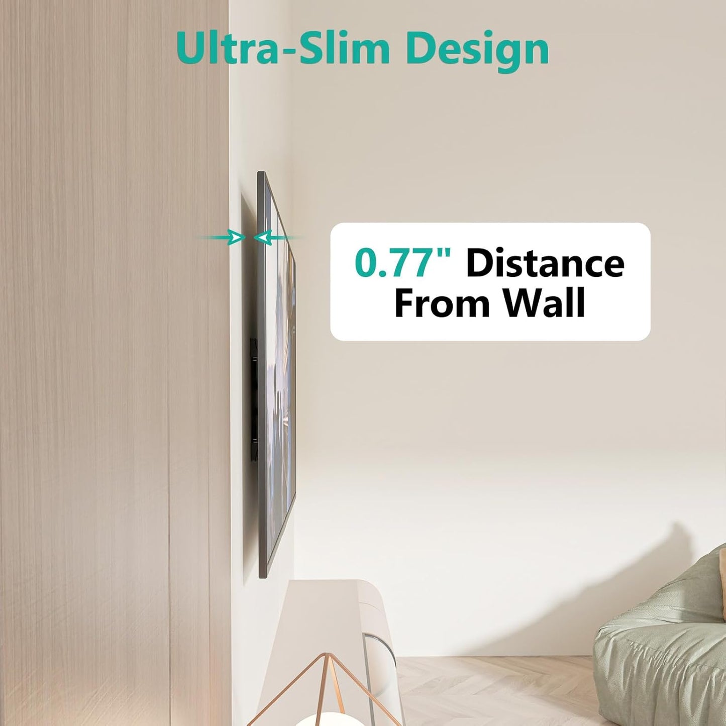 WALI Ultra Slim Full Motion TV Wall Mount Bracket for Most 43-90 Inch Flat Screen TVs, Swivel, Tilt & Extension TV Articulating Mount, Max Mounting Holes 600x400mm, Holds up to 132lbs(TTM-4), Black