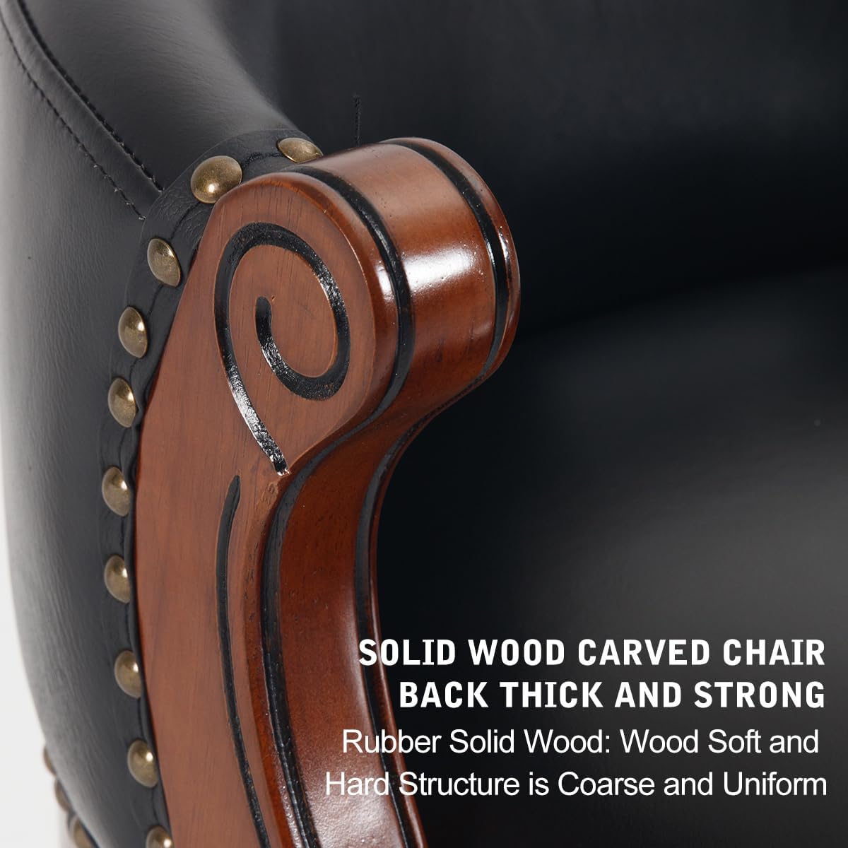 Cow top Leather Wooden Bar Stools, 29.5" Bar Height Bar Chair with Back, 180 Degrees Swivel Barstools Chair for Home Kitchen Counter,Dining Room (Black-1pc, Counter Height-Seat Height 26”)