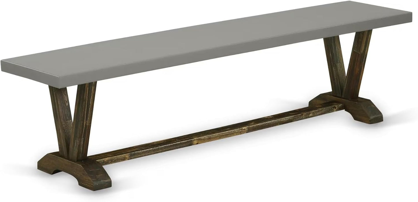 East West Furniture V797MZ716-6 6 Piece Kitchen Table Set Contains a Rectangle Dining Table with V-Legs and 4 Dark Khaki Linen Fabric Parson Chairs with a Bench, 40x72 Inch, Multi-Color