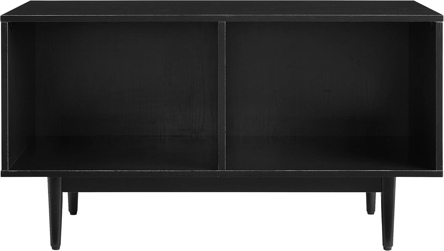 Crosley Furniture Liam Medium Vinyl Record Storage TV Stand and Entertainment Center, Media Console, Black