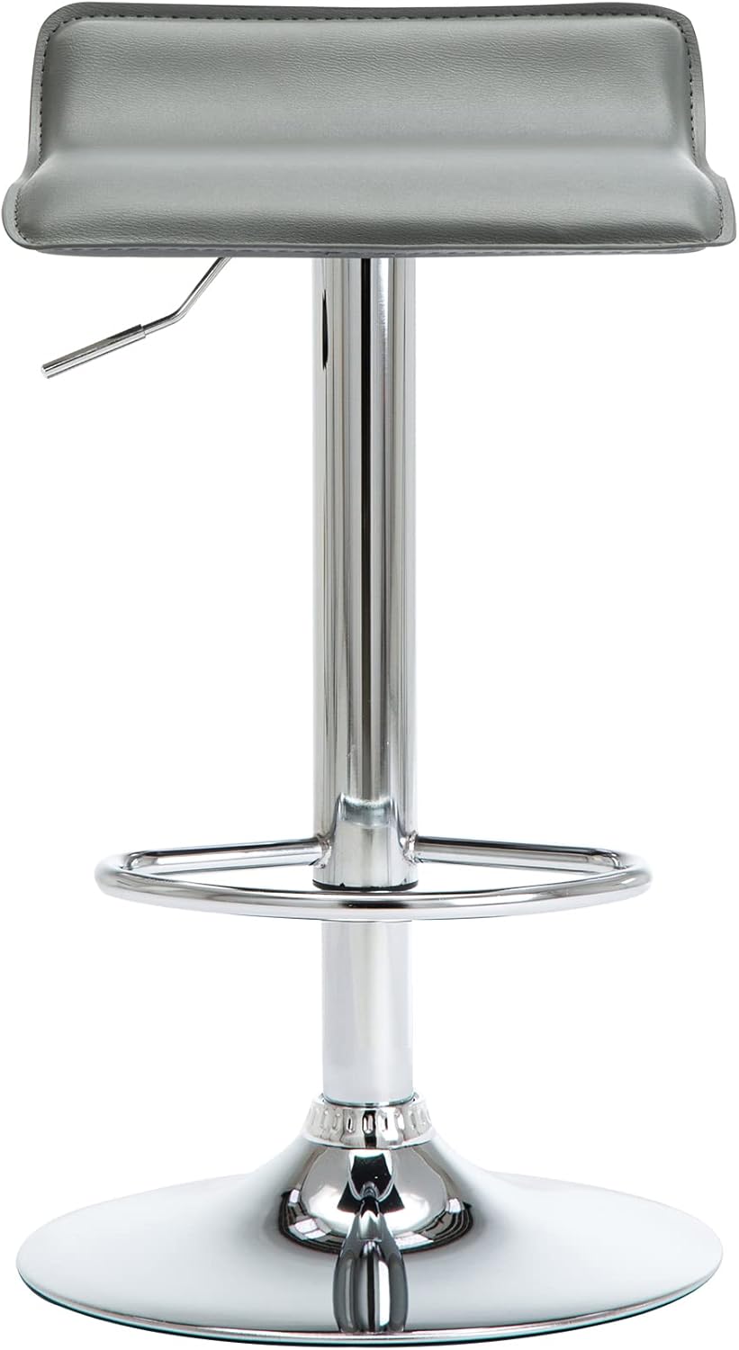 NOBPEINT Contemporary Chrome Air Lift Adjustable Swivel Bar Stool, Set of 2, Gray