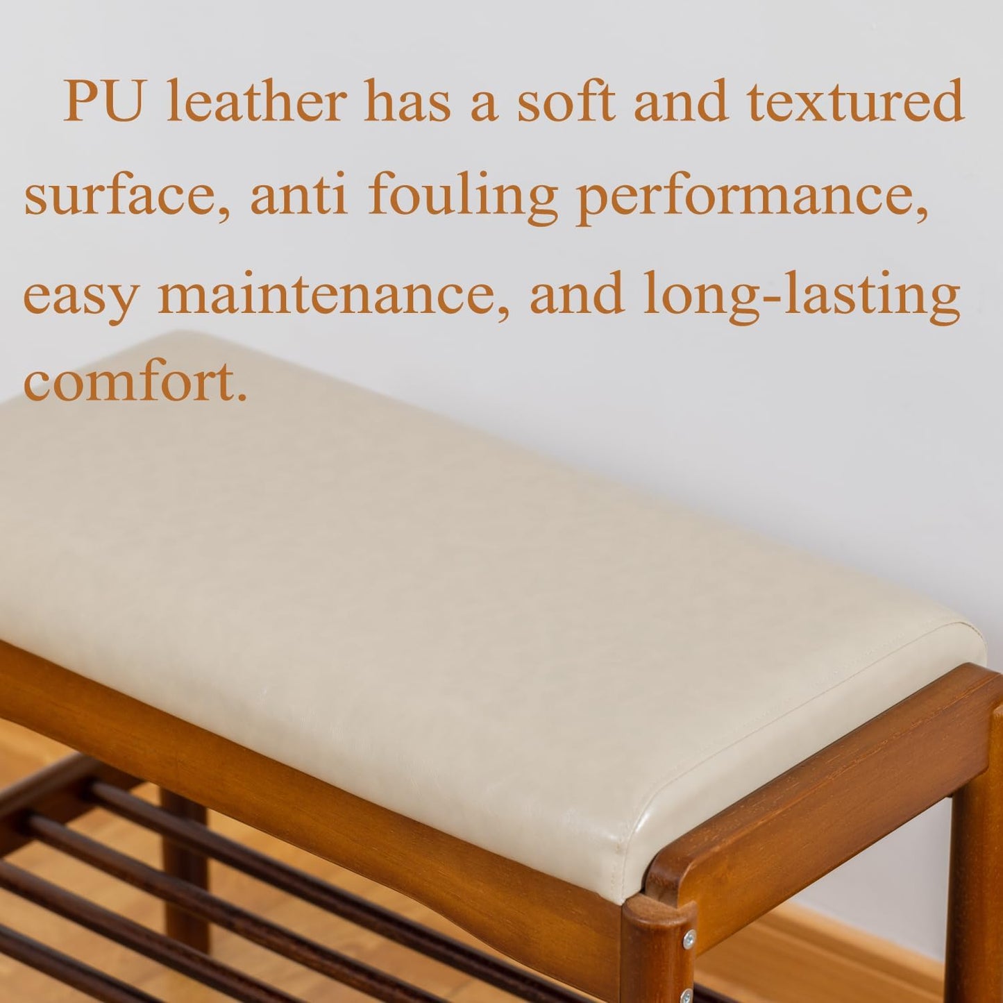 Shoe Bench, Entryway Bench, Wood 2-Tier Shoe Rack with Cushion Padded Seat Shoe Organizer (31.5",Beige)