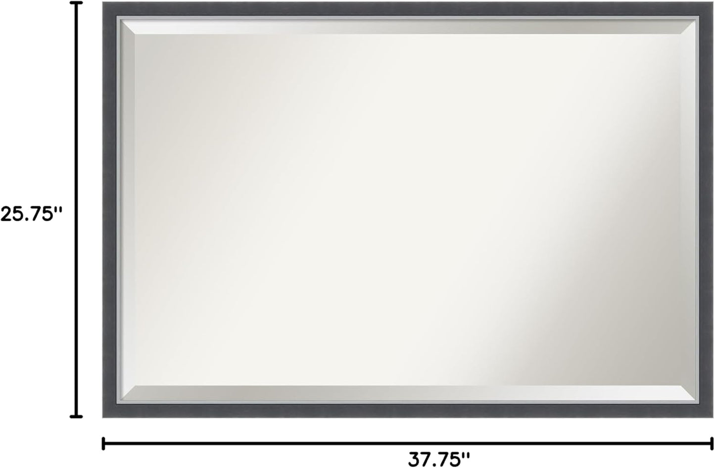 Amanti Art Black Bathroom Mirror for Over Sink, 26x38 Eva Black Silver Thin Rectangle Vanity Mirror, Large Modern Frame, Hangs Horizonally and Vertically, Bathroom Wall Decor, Beveled Edge