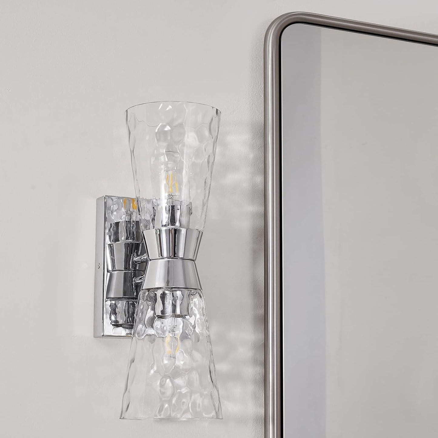 ANDY STAR 24x36 Brushed Nickel Bathroom Mirror, Stainless Steel Metal Frame with Rounded Corner Rectangle Bathroom Mirror for Over Sink, Modern Silver Mirror for Bathroom, Power Room, Living Room