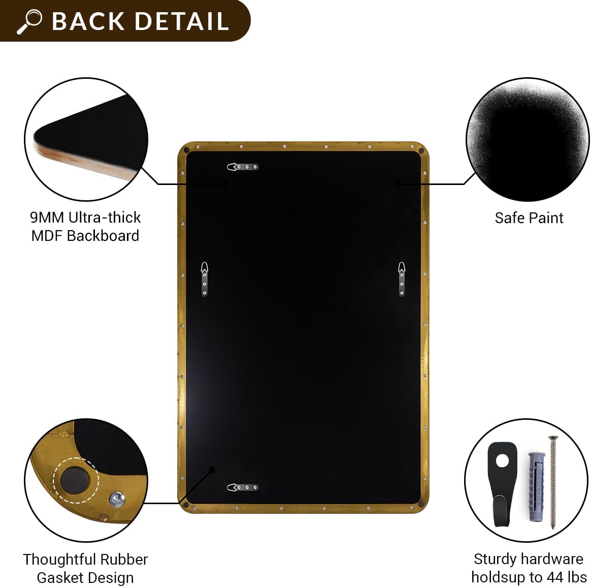 ANDY STAR Gold Bathroom Mirrors for Over Sink, 24x32 Inch Brushed Gold Wall Mirror, Rectangular Metal Framed Vanity Mirror -Modern Clean Design with Superior Stainless Steel Frame