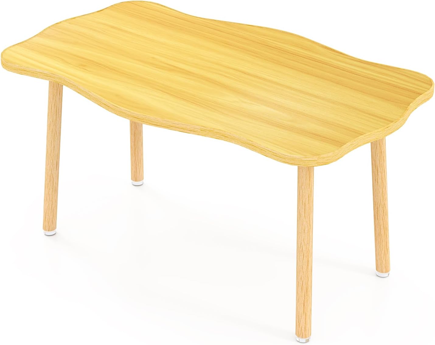 Cookie Coffee Table Low Table with 4 Solid Wood Sturdy Legs, Floor Table Desk for Sitting on The Floor, Storage and Living Room Furniture (Natural)