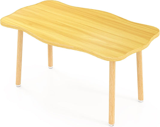 Cookie Coffee Table Low Table with 4 Solid Wood Sturdy Legs, Floor Table Desk for Sitting on The Floor, Storage and Living Room Furniture (Natural)