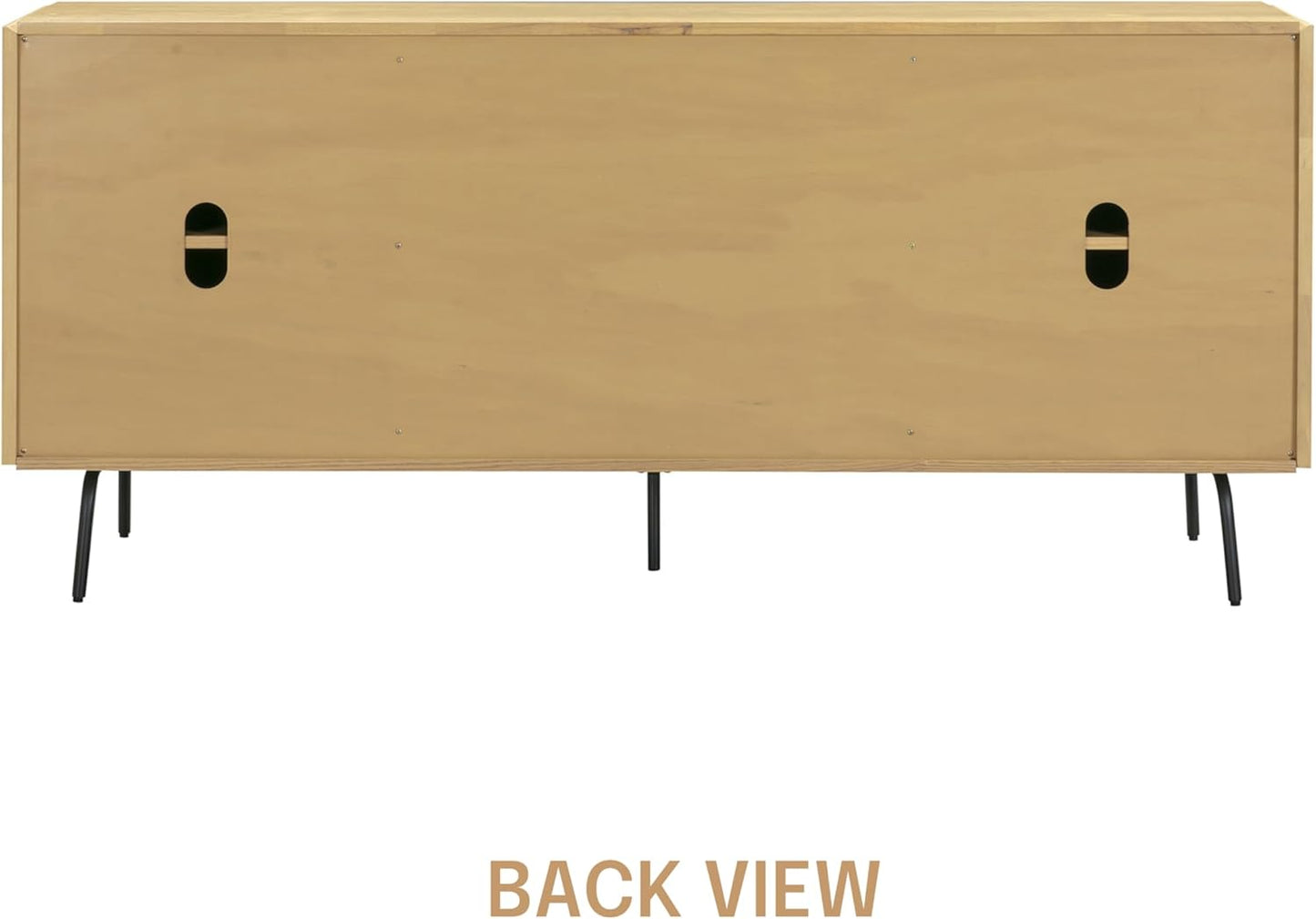 NTC Veil Modern Sideboard with 4 Doors, Buffet Cabinet with Vertical Groove Design and Metal Legs, Storage Cabinet for Living Room, and Hallway, Effortless Assembly, Sand