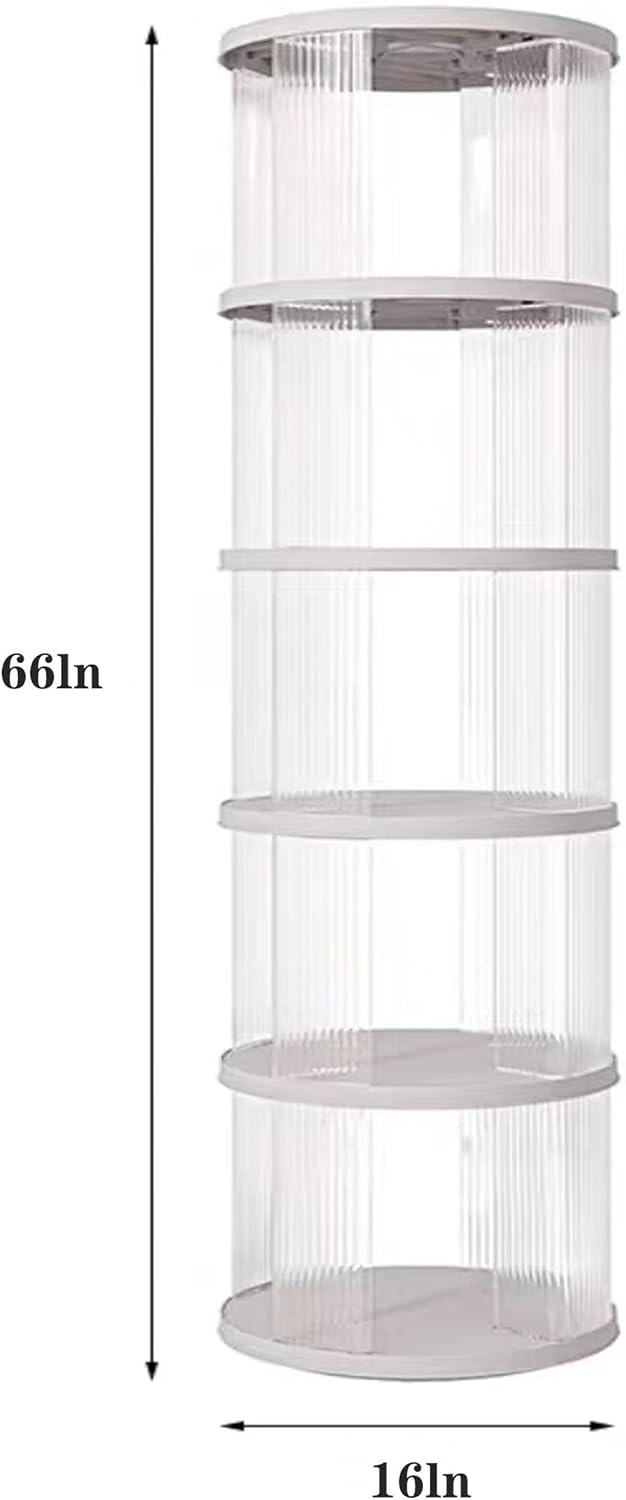 Rotating Bookshelf Tower, 360-Degree Rotating Bookshelves, Small-Space Corner Spinning Bookshelf, Revolving Bookcase Suitable for Bedrooms, Living Rooms, Studies and Offices (Round，White