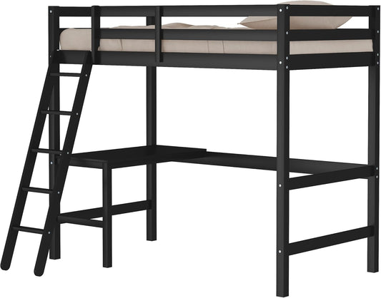 Hillsdale Caspian Youth Solid Wood Twin Loft Bed for Kids Room, Black