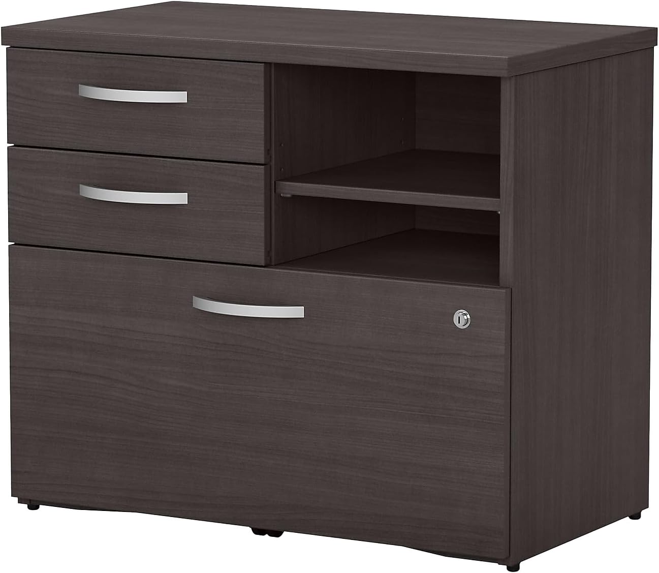 Bush Business Furniture Studio C Office Storage Cabinet with Drawers and Shelves in Storm Gray, Organization for Home or Professional Workspace