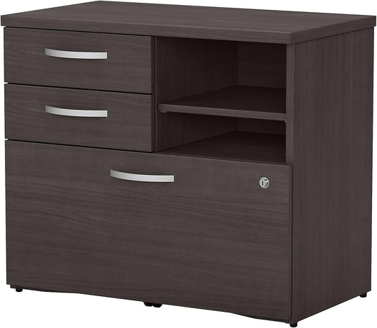 Bush Business Furniture Studio C Office Storage Cabinet with Drawers and Shelves in Storm Gray, Organization for Home or Professional Workspace