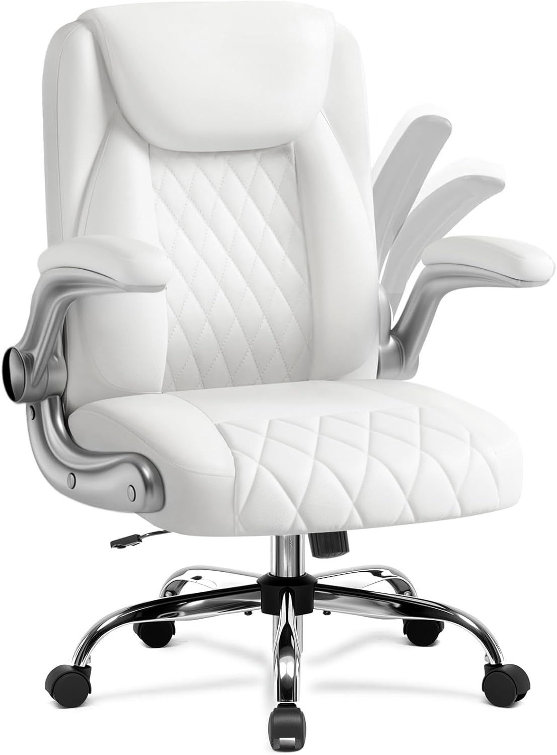 COMHOMA Leather Office Chair Ergonomic Computer Gaming Chair with Comfy Back Support, Executive Mid-Back,Small Gmaing Chair with Adjustable Armrests, for Short People Use, Rolling Swivel for Adults