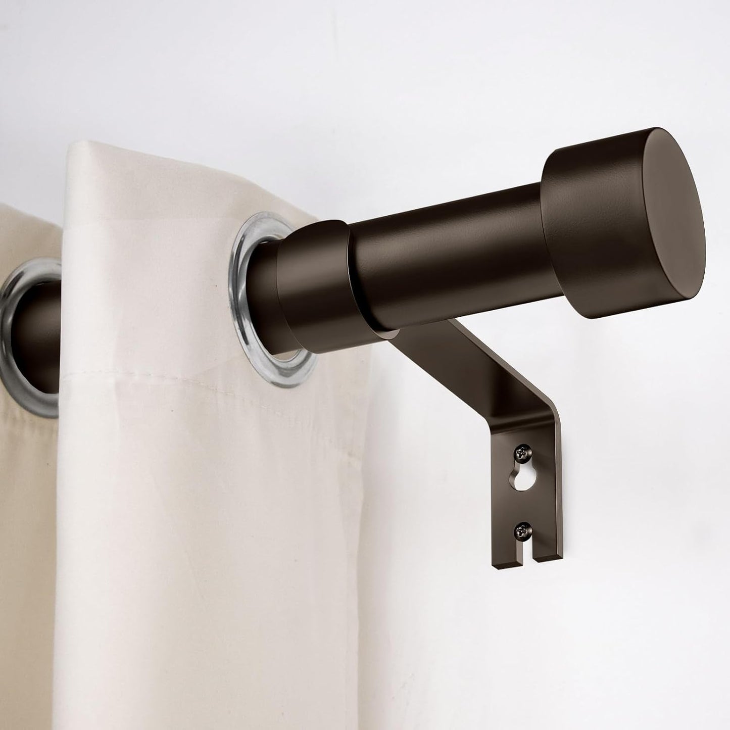 2 Pack Curtain Rods for Windows 72 to 144 Inch, 1 Inch Bronze Curtain Rods Set, Adjustable Heavy Duty Curtain Rod, Outdoor Curtain Rods for Patio Bedroom, Drapery Rods with End Cap, Size 32"- 150"