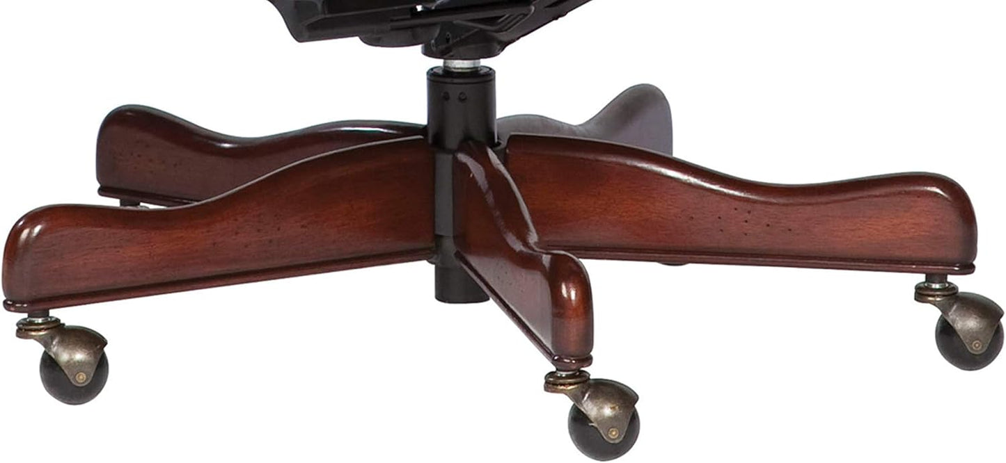 Hekman Furniture Executive Leather Chair Black Color, Highly Supportive Back Heavy Duty Wheels Pneumatic Mechanism Smooth Movement, Floor Mount Wide Seat Idle Movable Chair for Office & Home