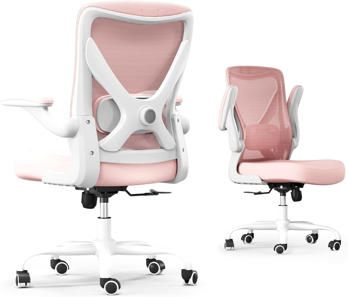 Ergonomic Office Chair: Mesh Desk Chair with Adjustable Lumbar Support 330lbs High Back Computer Gaming Chair - Work Chairs with Flip-Up Arms for Long Hours-Adults Home Office (Pink)