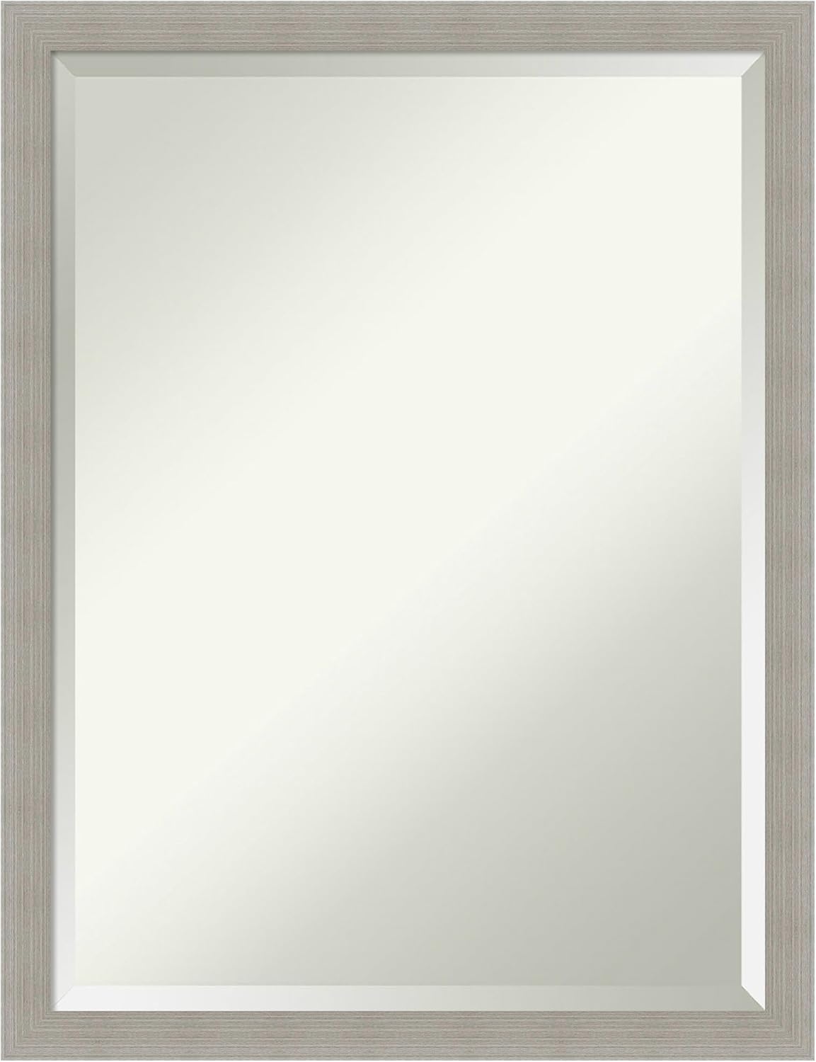 Amanti Art Grey Wall Mirror 26x20 Woodgrain Stripe Grey Rectangle Bathroom Mirror for Wall Decor Living Room, Medium Casual Wood Frame, Hangs Horizonally and Vertically, Bathroom Decor, Beveled Edge