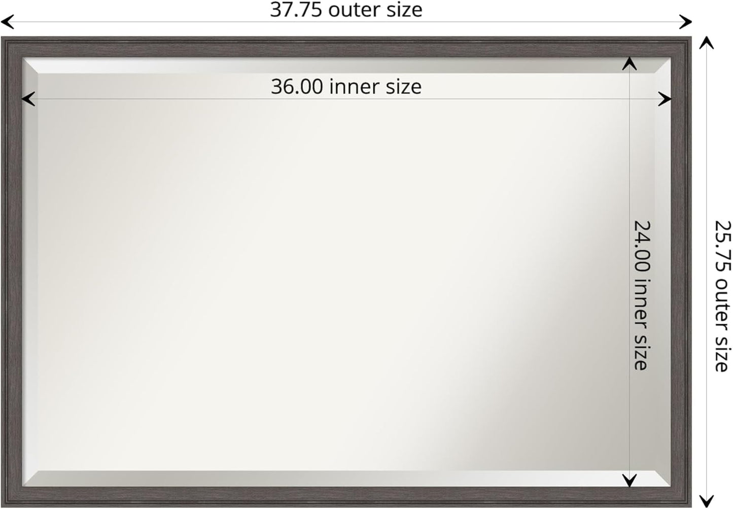 Amanti Art Silver Bathroom Mirror for Over Sink, 26x38 Florence Pewter Rectangle Vanity Mirror, Large Casual Frame, Hangs Horizonally and Vertically, Bathroom Wall Decor, Beveled Edge from WI, USA