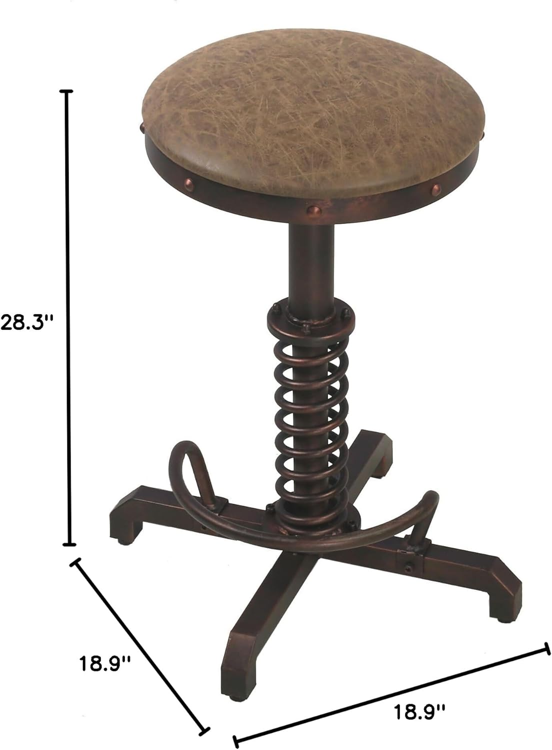 Topower Industrial Retro Vintage Farm PU Seat Tractor Stool Kitchen Swivel Height Adjustable bar Stool Copper