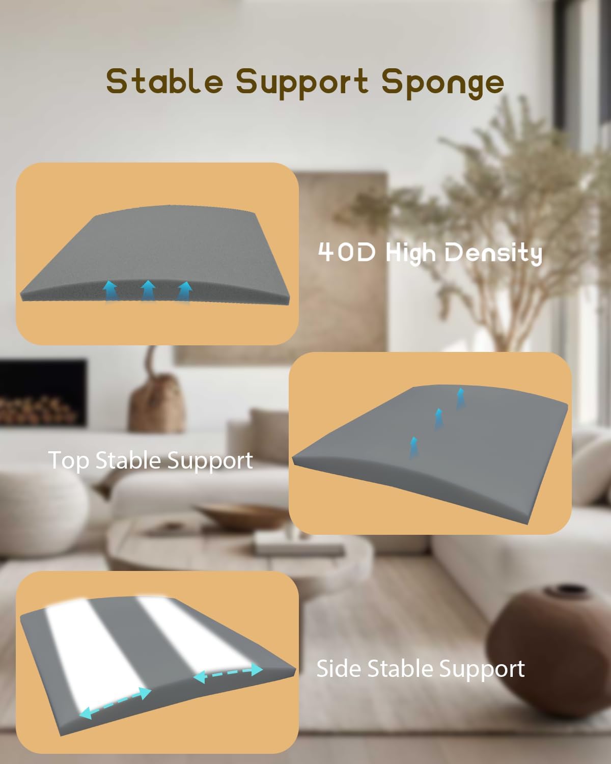 Couch Cushion Support, 20" x 20" Sofa Cushion Support for Sagging Seat, High Density Replacement Foam Insert for Sagging Couches, Loveseat, Furniture (Grey-1 pcs)